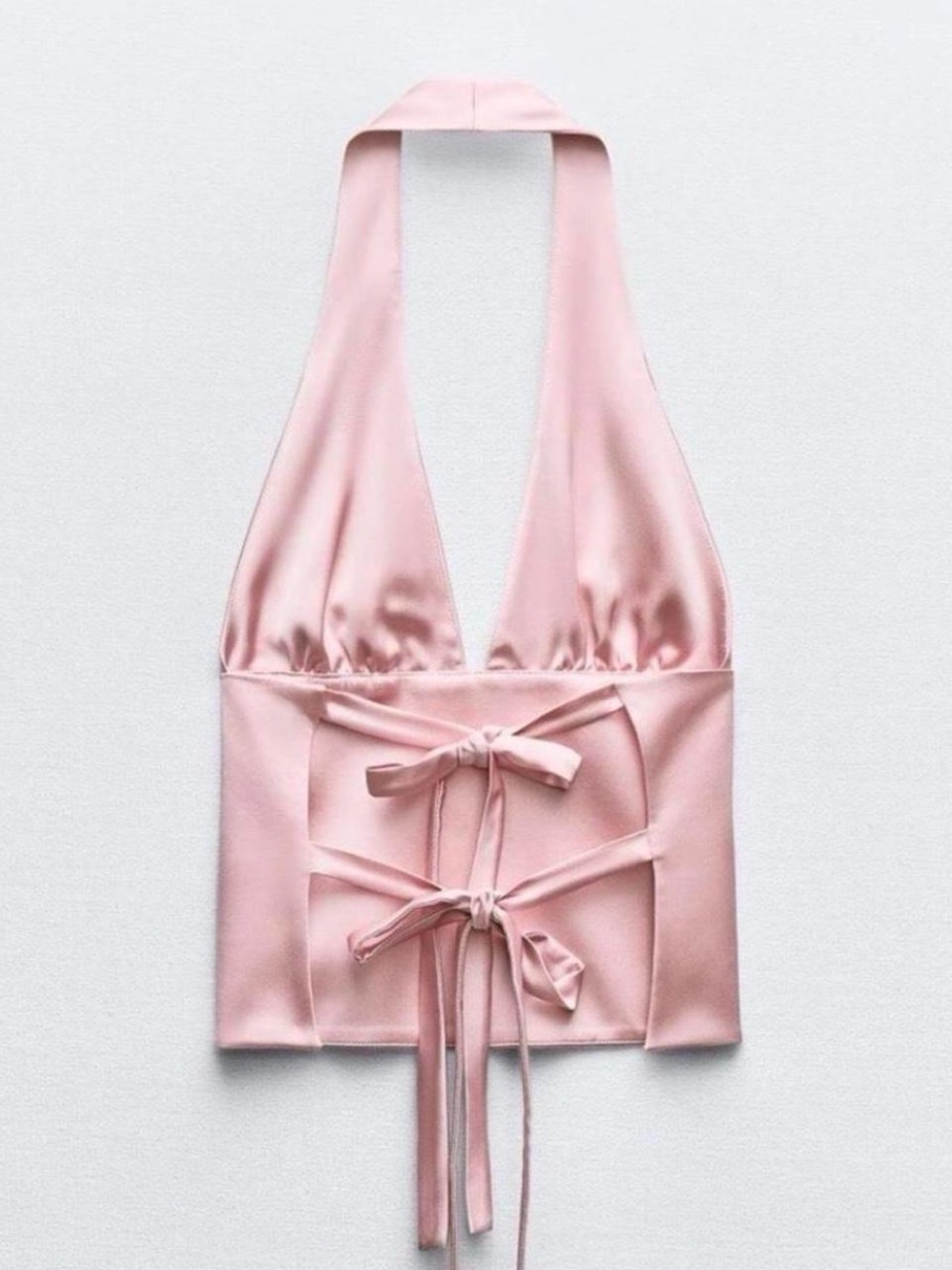 Zara Satin Effect Pink Halter Top NWT Size M - Picture 2 of 5